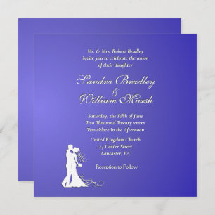 Bride and Groom Purple Lotus Wedding Invitation