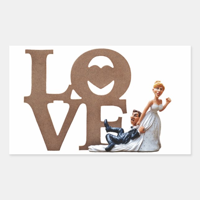Bride and Groom Rectangular Sticker (Front)