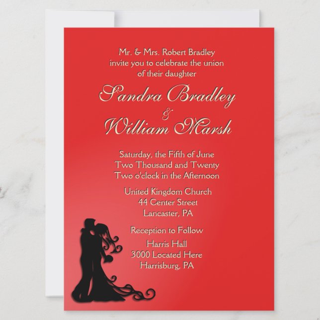 Bride and Groom Red Invitation (Front)