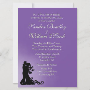 Bride and Groom Royal Purple Wedding Invitation