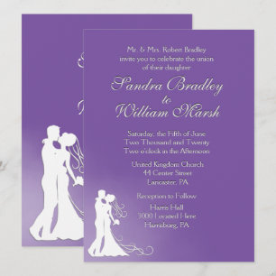 Bride and Groom Royal Purple Wedding Invitation