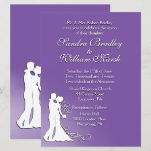 Bride and Groom Royal Purple Wedding  Invitation