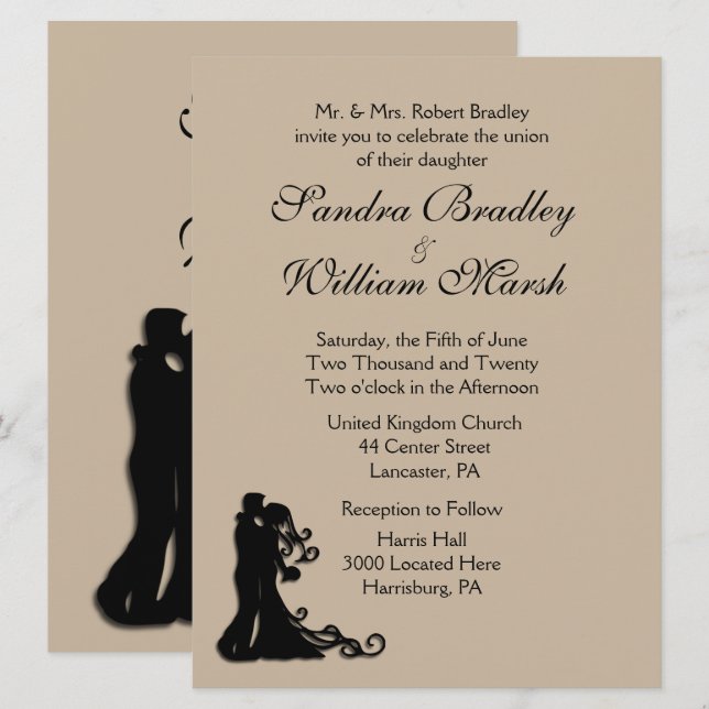 Bride and Groom Sandstone Wedding  Invitation (Front/Back)