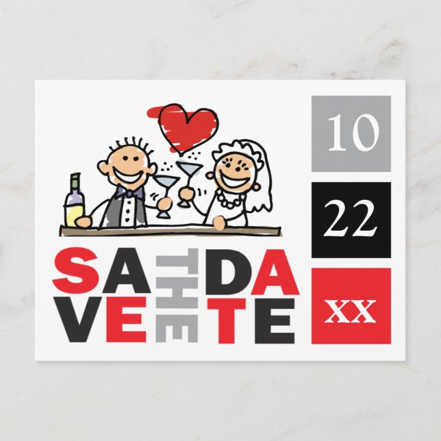 Bride And Groom Save The Date Postcards (Front)
