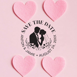 Bride And Groom Save The Date Wedding Date Names Rubber Stamp