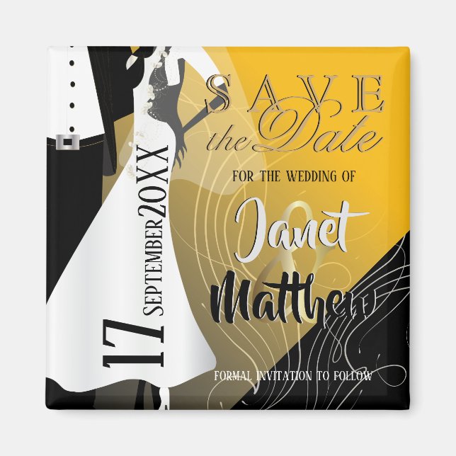 Bride and Groom - Save the Date - Yellow Magnet (Front)