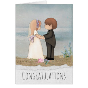 bride and groom sharing vows on beach