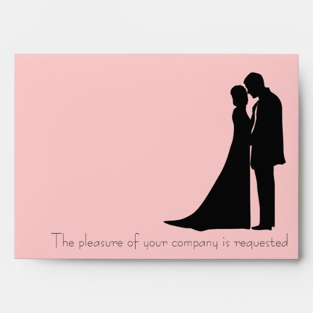 Bride and Groom silhouette elegant envelope (Front)