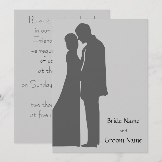Bride and groom Silhouette Invitation (Front/Back)