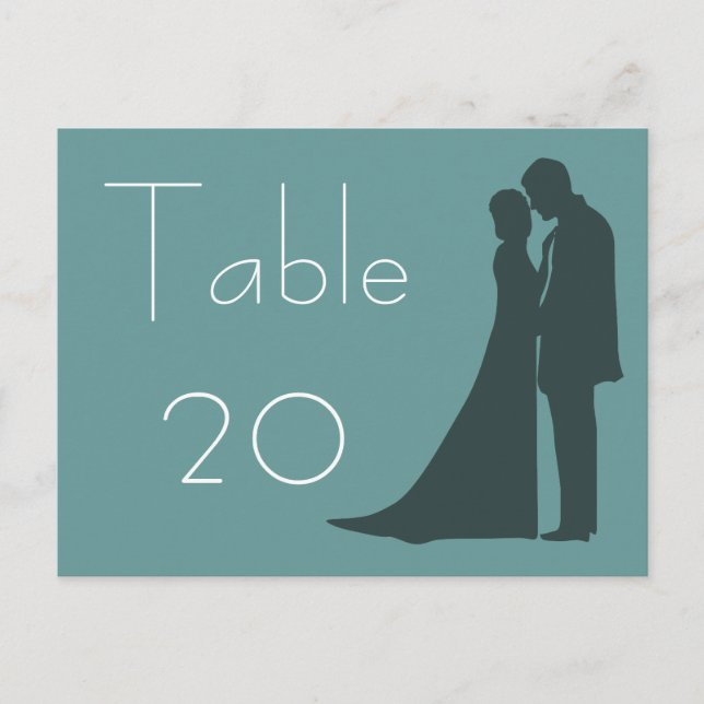 Bride and Groom silhouette Table Number Postcard (Front)