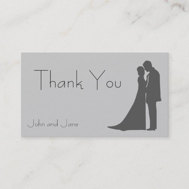 Bride and Groom silhouette Thank You Business Card (Front)