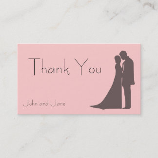 Bride and Groom silhouette Thank You Business Card