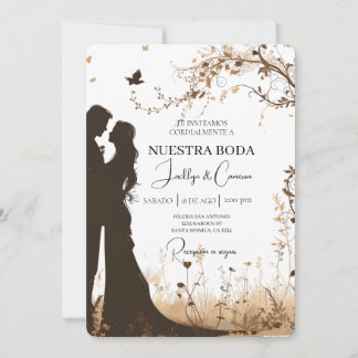 Bride and Groom silhouette Wedding Invitation