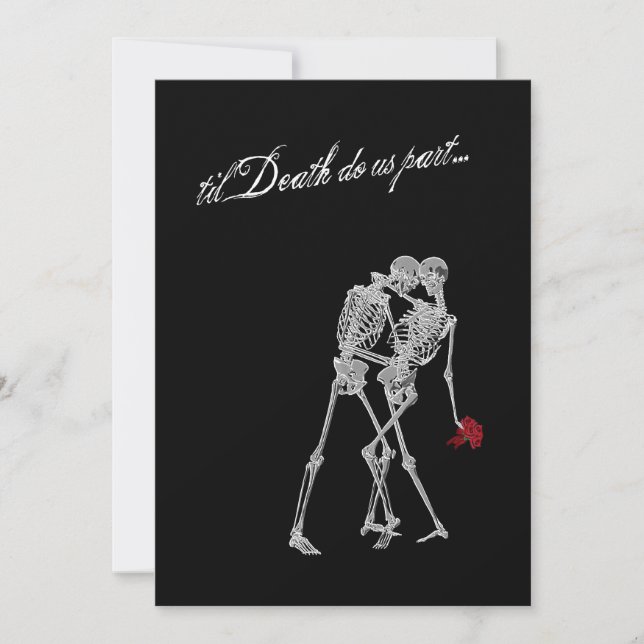 Bride and Groom Skeletons Goth Wedding Invitation (Front)