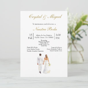 Bride and groom spanish wedding  invitation