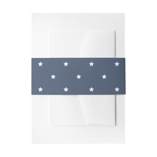 Bride and Groom Stars Blue Wedding Invitation Belly Band (Front Example)
