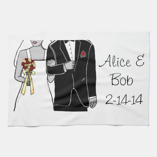 Bride and Groom Tea Towel (Horizontal)
