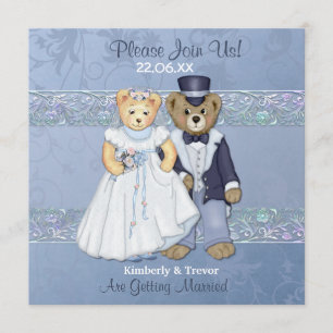 Bride and Groom Teddy Bear Wedding Invitation