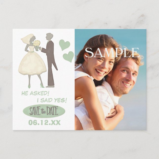 Bride and Groom Template Save the Date Wedding Postcard (Front)
