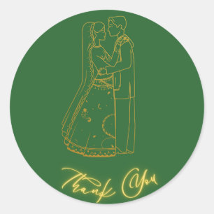 Bride and groom Thank you 2 Classic Round Sticker