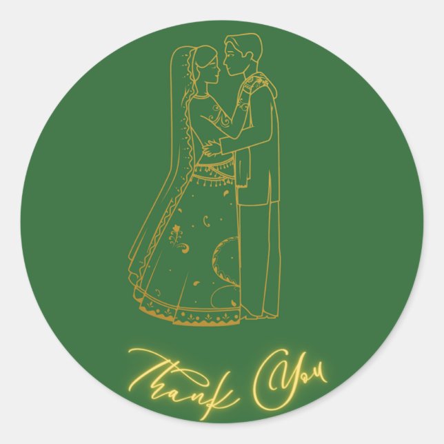 Bride and groom Thank you 2 Classic Round Sticker (Front)