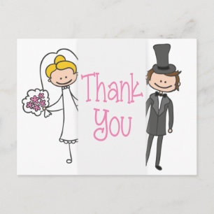 Bride And Groom Thank You Wedding Post Card