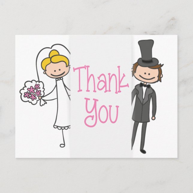 Bride And Groom Thank You Wedding Post Card (Front)