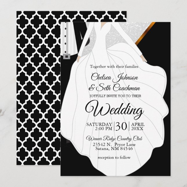Bride and Groom Theme - Wedding Invitation (Front/Back)