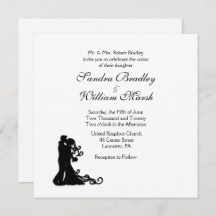 Bride and Groom Traditional  White Invitation