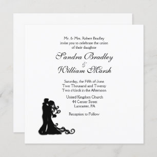 Bride and Groom Traditional  White Invitation