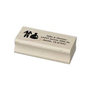 Bride and Groom Wedding Address Rubber Stamp