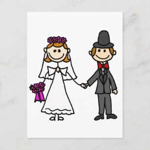 Bride and Groom Wedding Cartoon Postcard