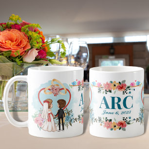 Bride and Groom Wedding Date Monogram Anniversary Coffee Mug