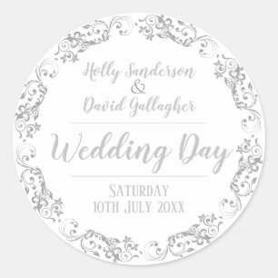 Bride and Groom Wedding Day Classic Round Sticker