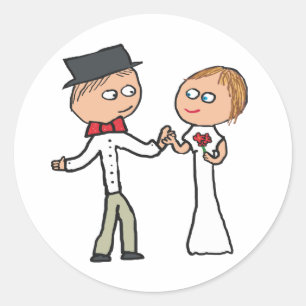 Bride and Groom Wedding Day Classic Round Sticker