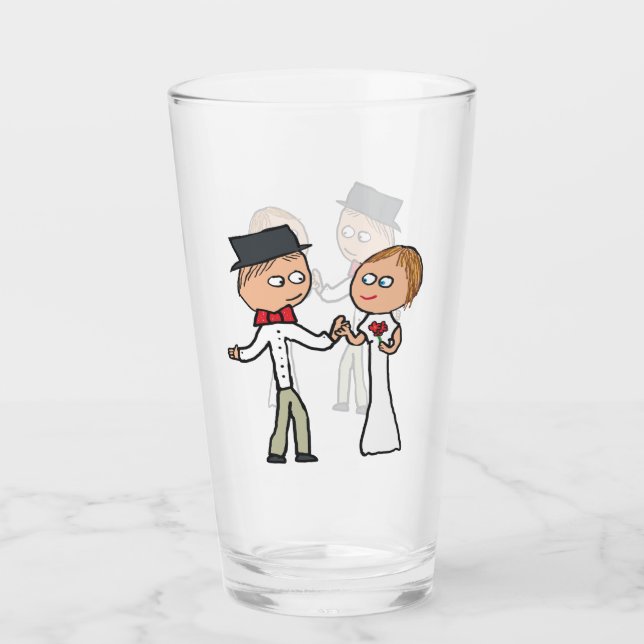 Bride and Groom Wedding Day Glass (Front)