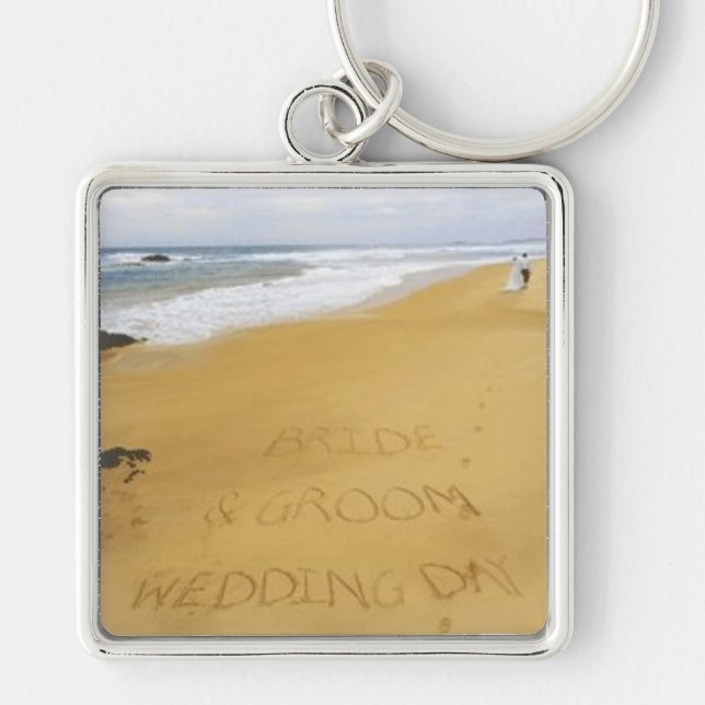 Bride and Groom Wedding Day Key Ring (Front)