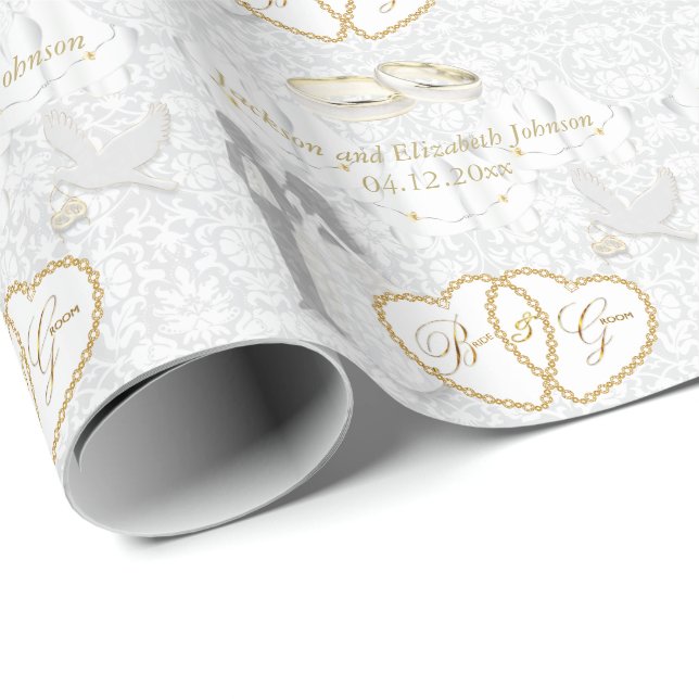 Bride and Groom Wedding Day Wrapping Paper (Roll Corner)