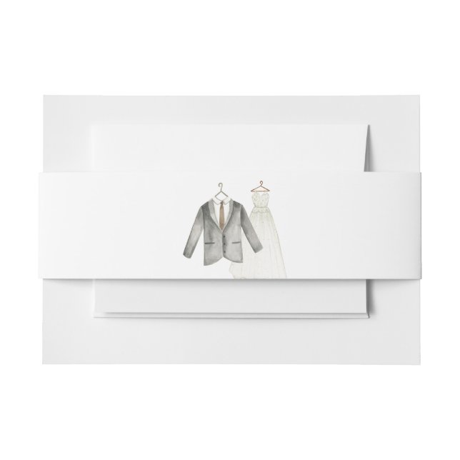 Bride and Groom Wedding Dress Wedding Suit Invitation Belly Band (Front Example)