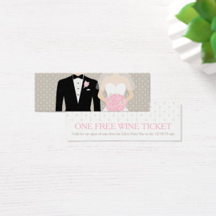 Bride and groom wedding free wine voucher card