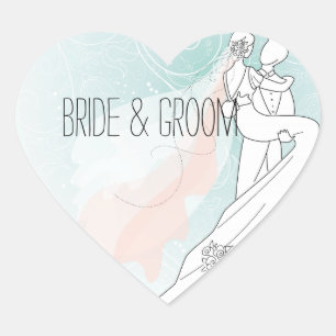 Bride and Groom Wedding Heart Sticker