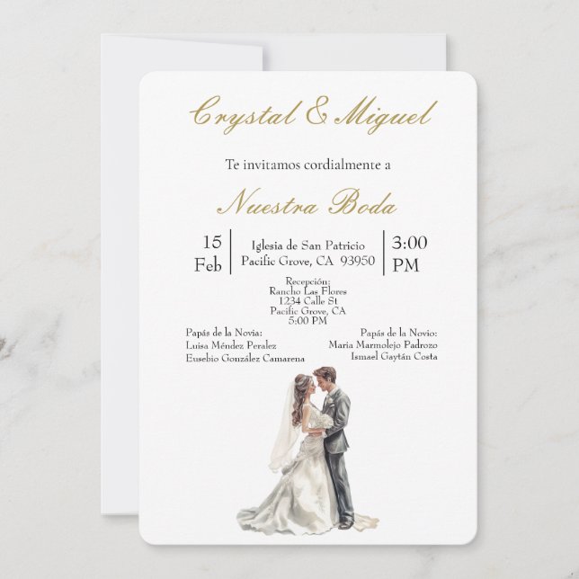 Bride and groom wedding   invitation (Front)