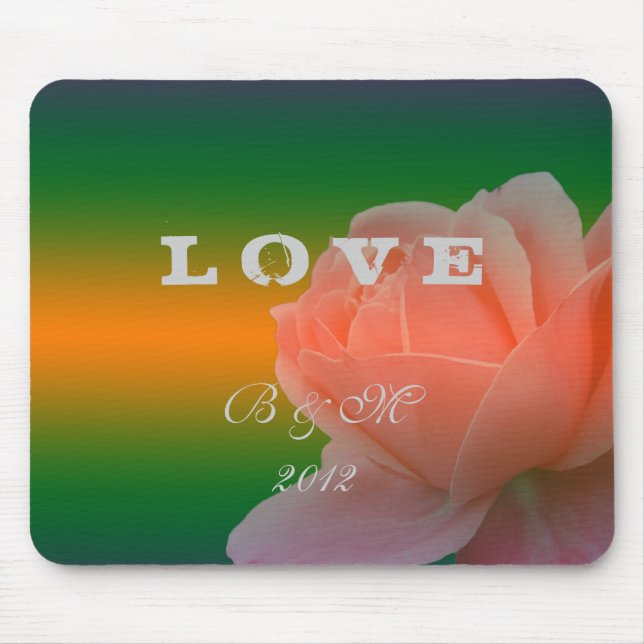bride and groom wedding mouse pad,rose flower mat (Front)