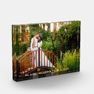 Bride and Groom Wedding Names Date Photo Block
