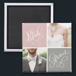Bride and Groom Wedding Photo Collage Magnet<br><div class="desc">Capture and showcase your special moments with this customizable wedding magnet. Add your favorite pictures from your wedding day to this two-photo bride and groom collage. Other colors are available.</div>