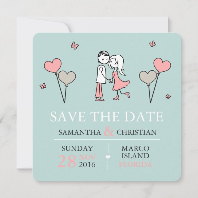 Bride and Groom Wedding Save the Date (Front)