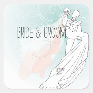 Bride and Groom Wedding Square Sticker