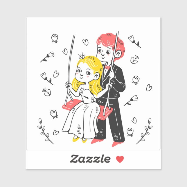  Bride and Groom Wedding  Sticker (Sheet)