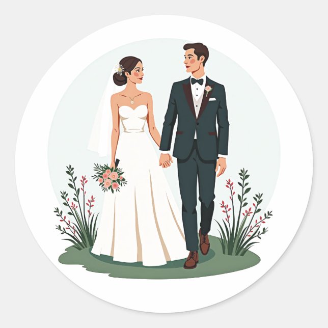 Bride and Groom Wedding Stickers (Front)