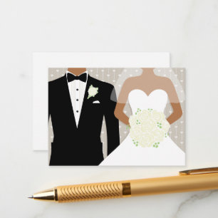 Bride and groom wedding white roses info enclosure card